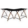 Flash Furniture Glass Top L Shaped Computer Desk in Black and Cherry