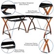 Flash Furniture Glass Top L Shaped Computer Desk in Black and Cherry