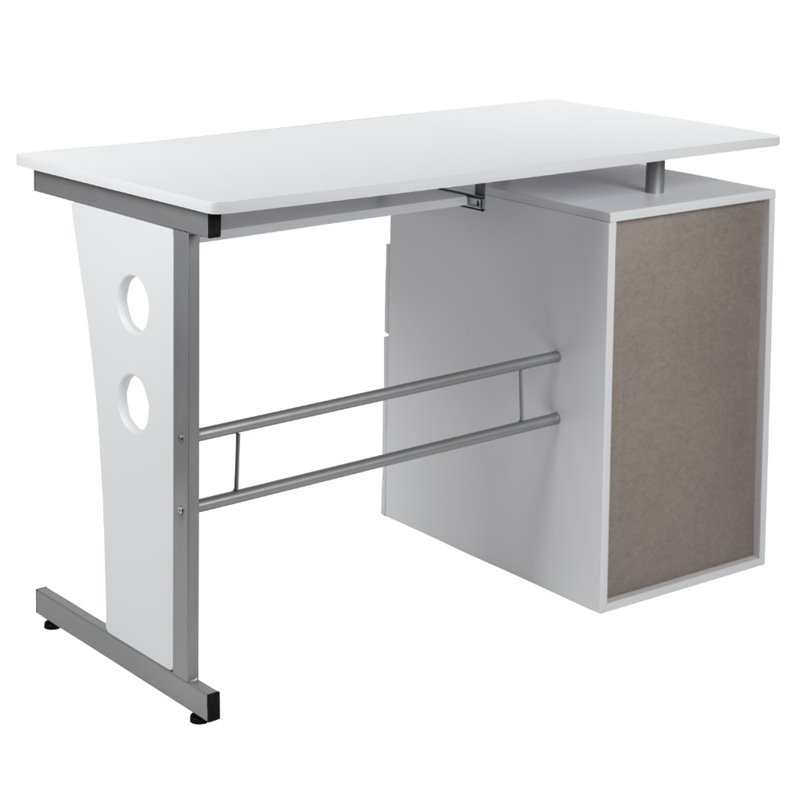Flash Furniture Pedestal Computer Desk in White | Homesquare Flash Furniture Pedestal Computer Desk in White | Homesquare