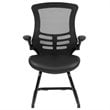 Flash Furniture Mesh Leather Sled Office Side Chair in Black