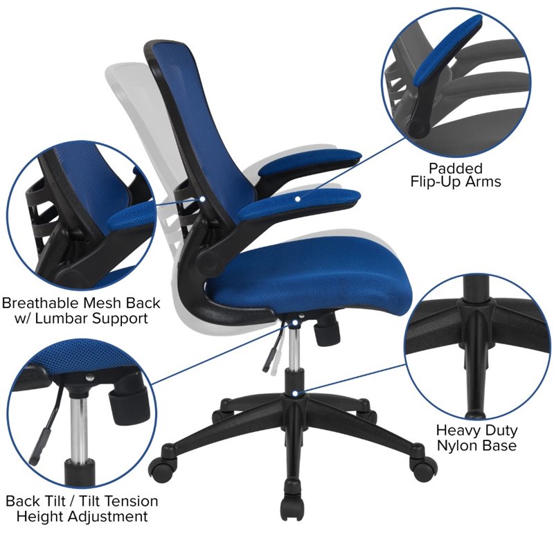 Flash Furniture Mid Back Mesh Office Swivel Chair in Blue | Cymax Business