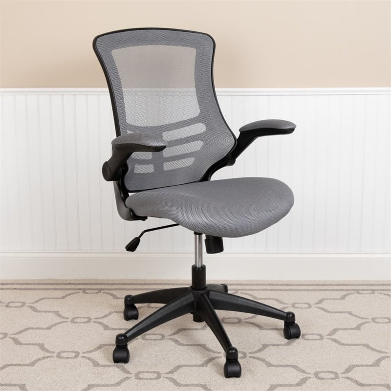 flash furniture mid back mesh office swivel chair in dark gray