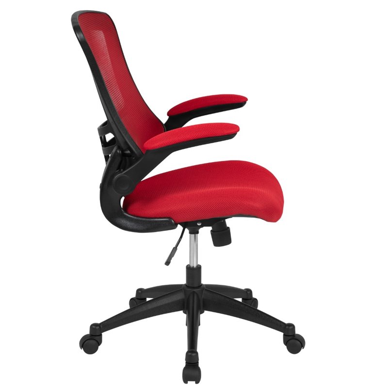 Flash Furniture Mid Back Mesh Office Swivel Chair in Red
