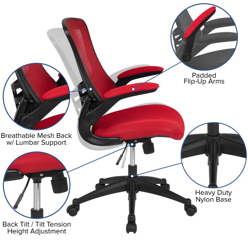 Flash Furniture Mid Back Mesh Office Swivel Chair in Red