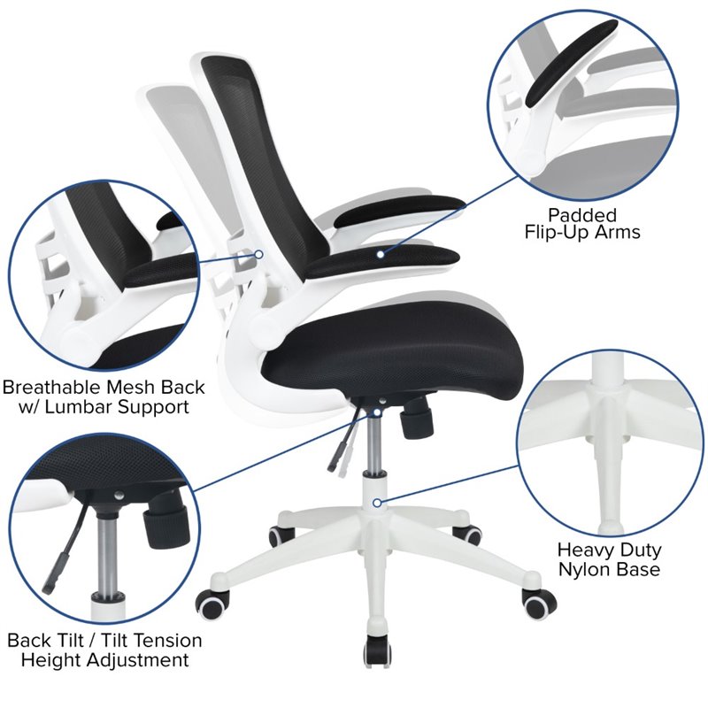 Flash Furniture Mid Back Mesh Office Swivel Chair in Black and White