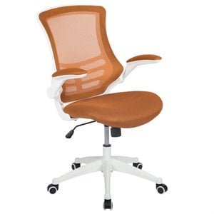 Flash Furniture Mid Back Mesh Office Swivel Chair in Tan and White