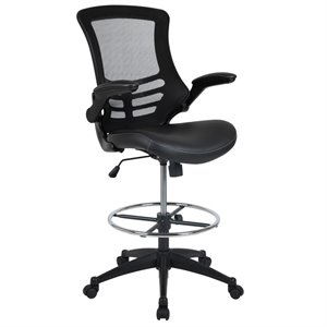flash furniture mid back mesh leather drafting chair in black