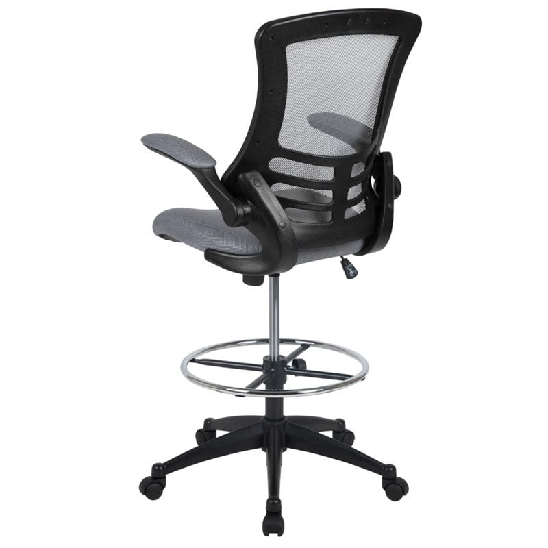 Flash Furniture Mid Back Mesh Drafting Stool in Dark Gray