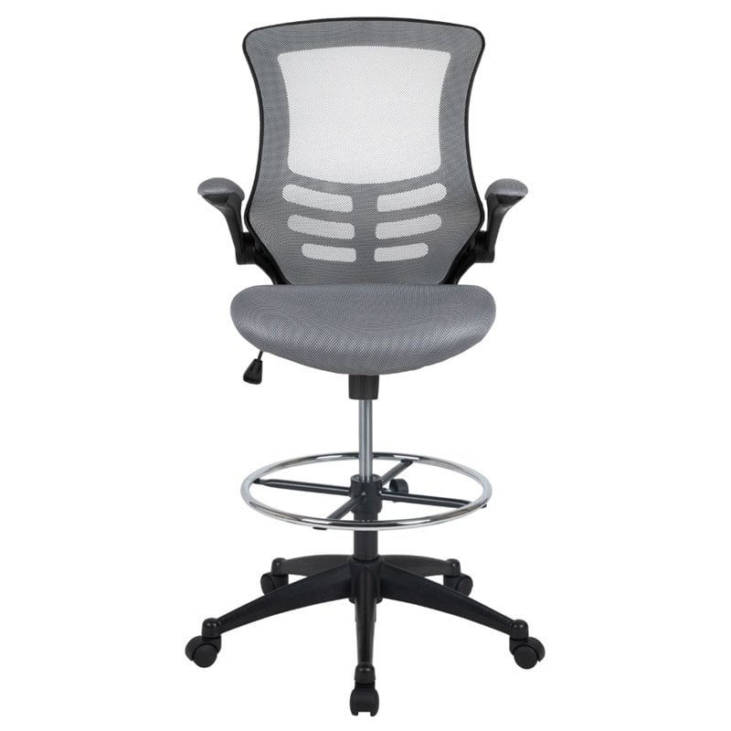Flash Furniture Mid Back Mesh Drafting Stool in Dark Gray