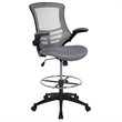 Flash Furniture Mid Back Mesh Drafting Stool in Dark Gray
