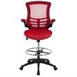 Flash Furniture Mid Back Mesh Drafting Stool in Red