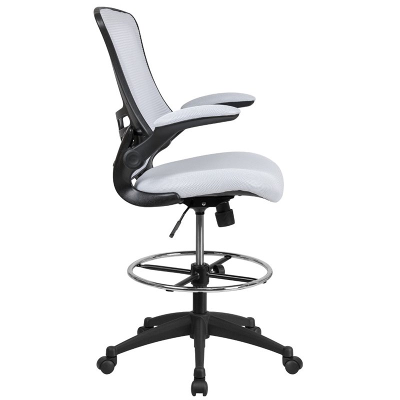 Flash Furniture Mid Back Mesh Drafting Stool in White