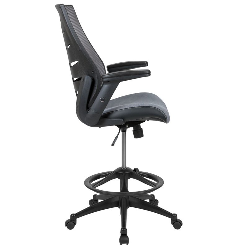 Flash Furniture Mesh Drafting Stool in Dark Gray