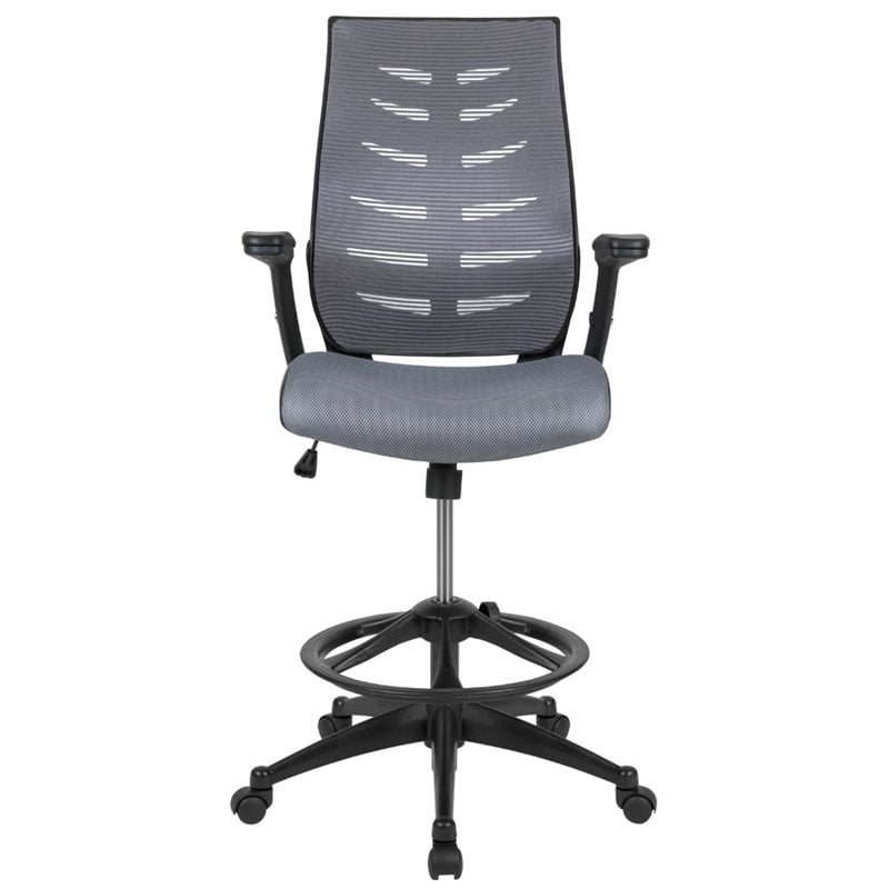 Flash Furniture Mesh Drafting Stool in Dark Gray
