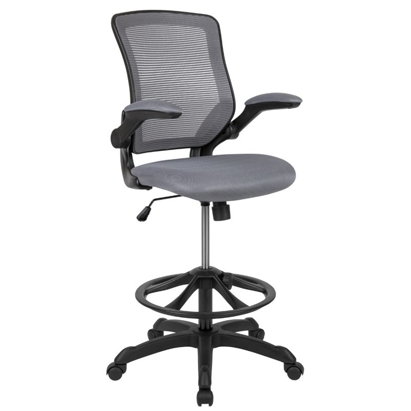 Flash Furniture Mesh Drafting Stool in Dark Gray