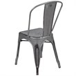Flash Furniture Distressed Stackable Metal Dining Side Chair in Silver Gray