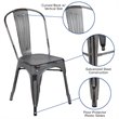 Flash Furniture Distressed Stackable Metal Dining Side Chair in Silver Gray