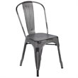 Flash Furniture Distressed Stackable Metal Dining Side Chair in Silver Gray