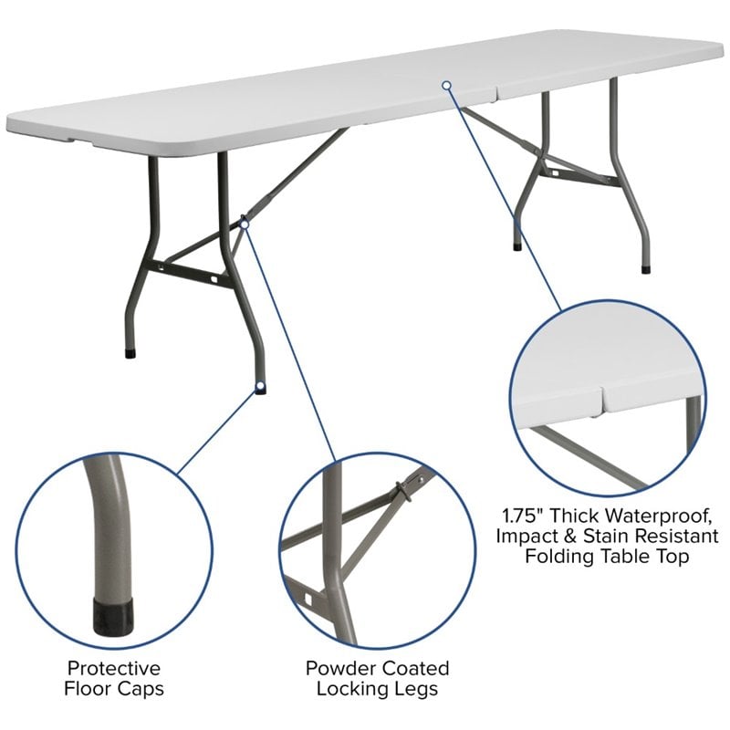 Flash Furniture 11 Piece Plastic Event Folding Table Set in Granite and Black
