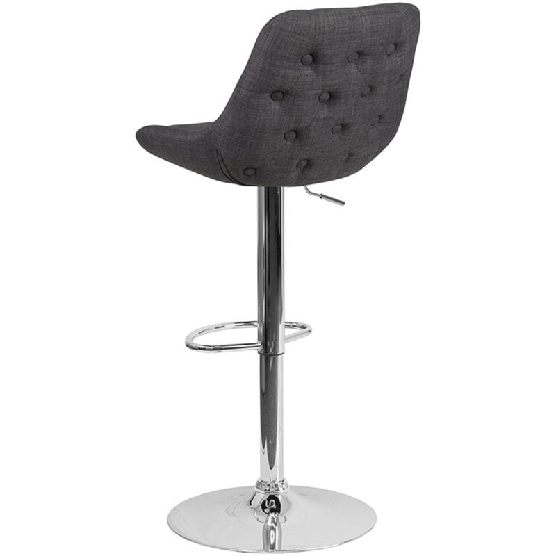 Flash Furniture Fabric Gas Lift Adjustable Swivel Bar Stool in Dark Gray