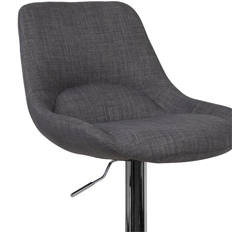 Flash Furniture Fabric Gas Lift Adjustable Swivel Bar Stool in Dark Gray