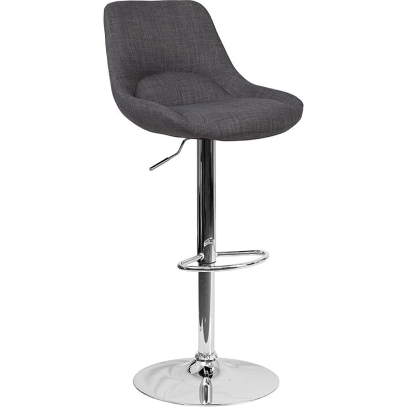 Flash Furniture Fabric Gas Lift Adjustable Swivel Bar Stool in Dark Gray