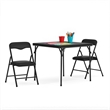 Flash Furniture 3 Piece Square Faux Leather Top Kids Folding Table Set in Black