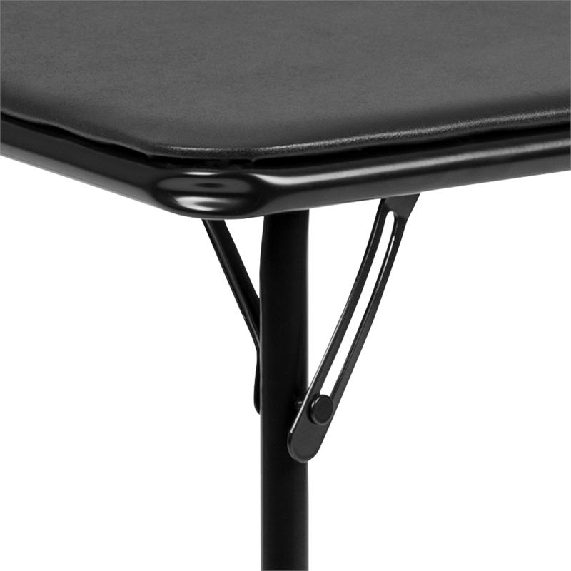 Flash Furniture 3 Piece Square Faux Leather Top Kids Folding Table Set in Black