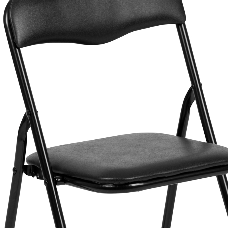 Flash Furniture 3 Piece Square Faux Leather Top Kids Folding Table Set in Black