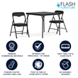 Flash Furniture 3 Piece Square Faux Leather Top Kids Folding Table Set in Black