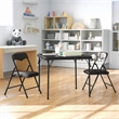 Flash Furniture 3 Piece Square Faux Leather Top Kids Folding Table Set in Black