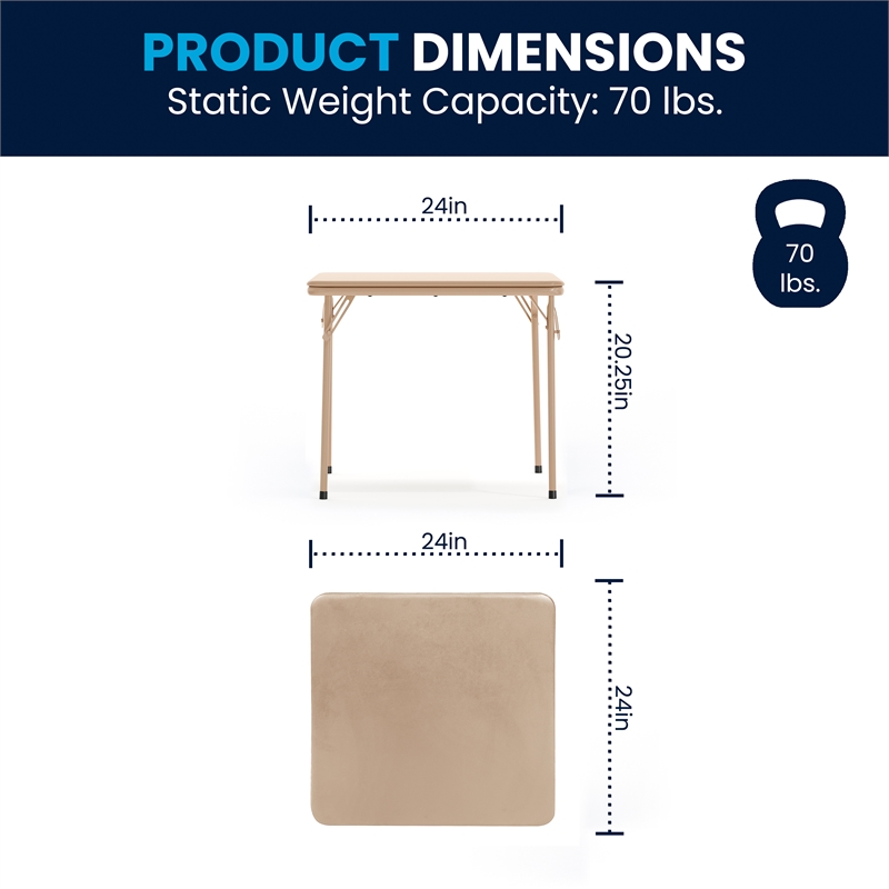 Flash Furniture 5 Piece Square Faux Leather Top Kids Folding Table Set in Tan