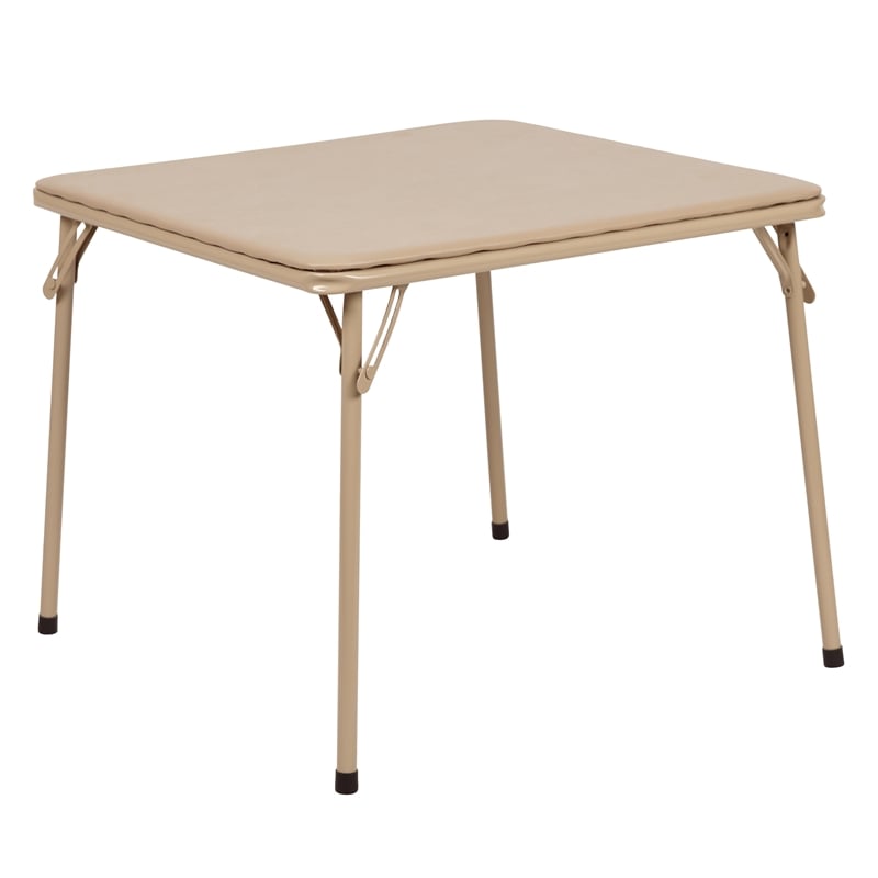 Flash Furniture 5 Piece Square Faux Leather Top Kids Folding Table Set in Tan