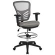 Flash Furniture Contemporary Mid Back Mesh Drafting Stool in Gray and Black