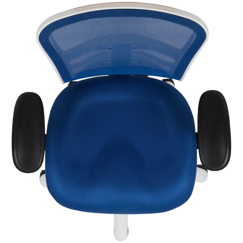 Flash Furniture Nicholas Mid-Back Blue Mesh Office Chair with White Frame