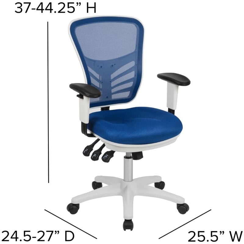 Flash Furniture Nicholas Mid-Back Blue Mesh Office Chair with White Frame