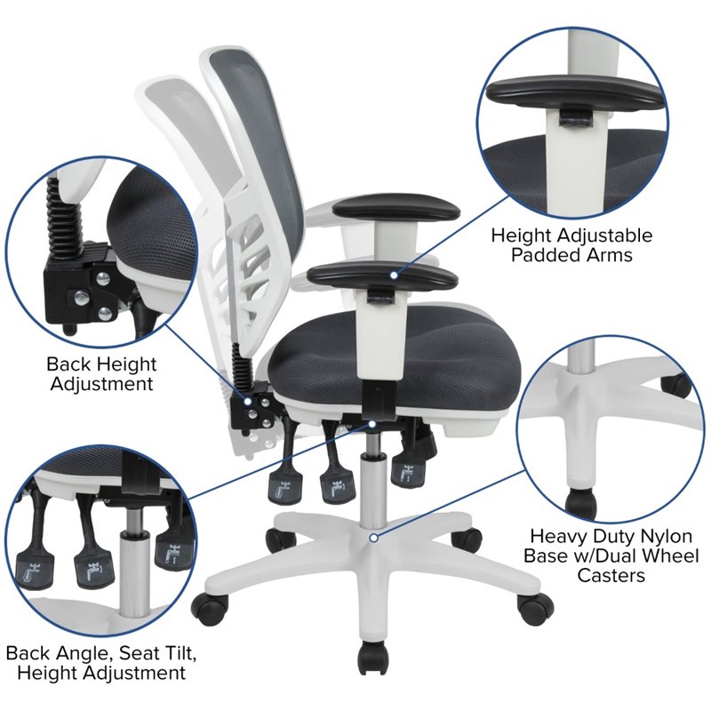 Flash Furniture Mid Back Executive Mesh Office Swivel Chair in Gray and White