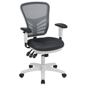 Flash Furniture Mid Back Executive Mesh Office Swivel Chair in Gray and White