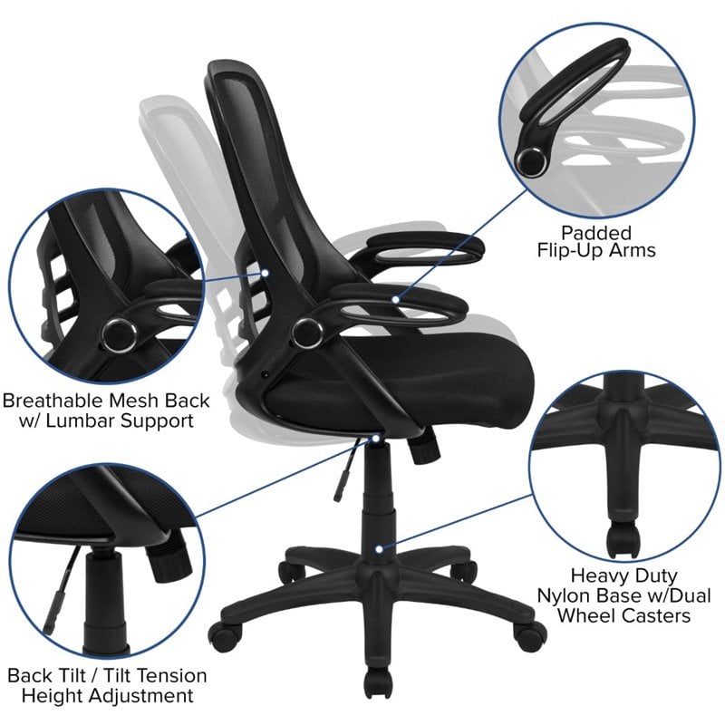 Flash Furniture High-Back Ergonomic Mesh Office Swivel Chair in Black
