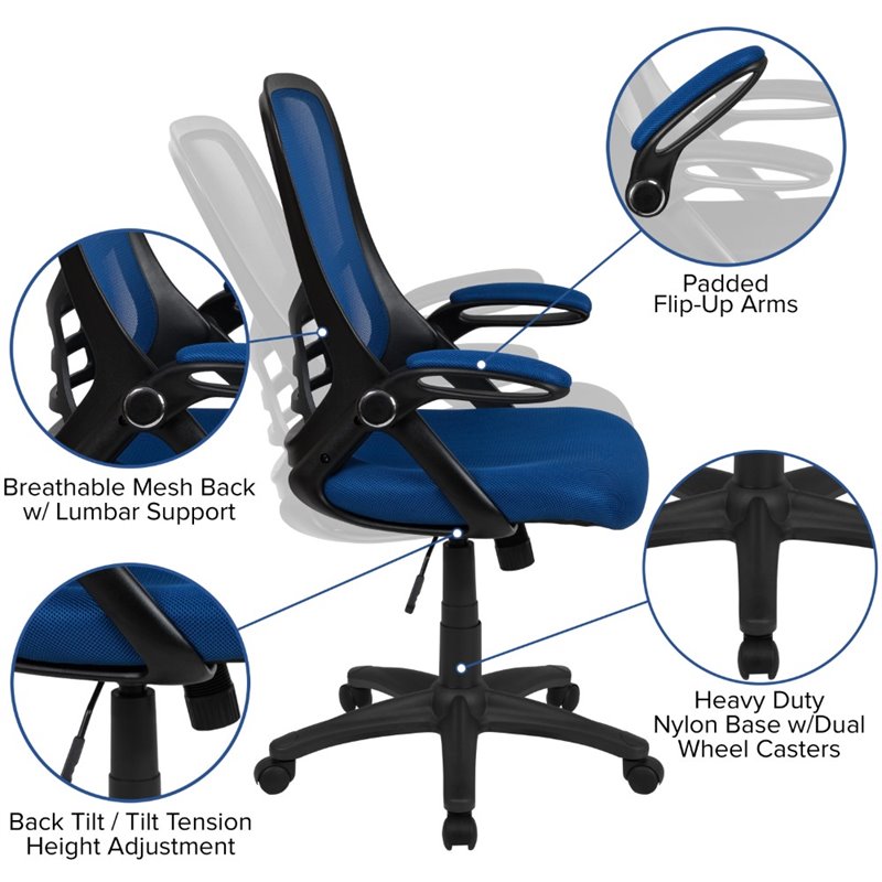 Flash Furniture High-Back Ergonomic Mesh Office Swivel Chair in Blue
