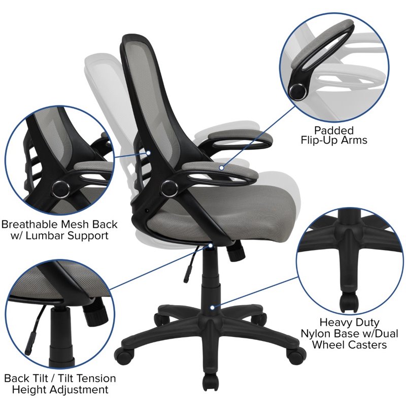 Flash Furniture High-Back Ergonomic Mesh Office Swivel Chair in Light Gray