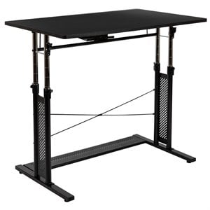 flash furniture ergonomical laminate top pedestal base standing desk