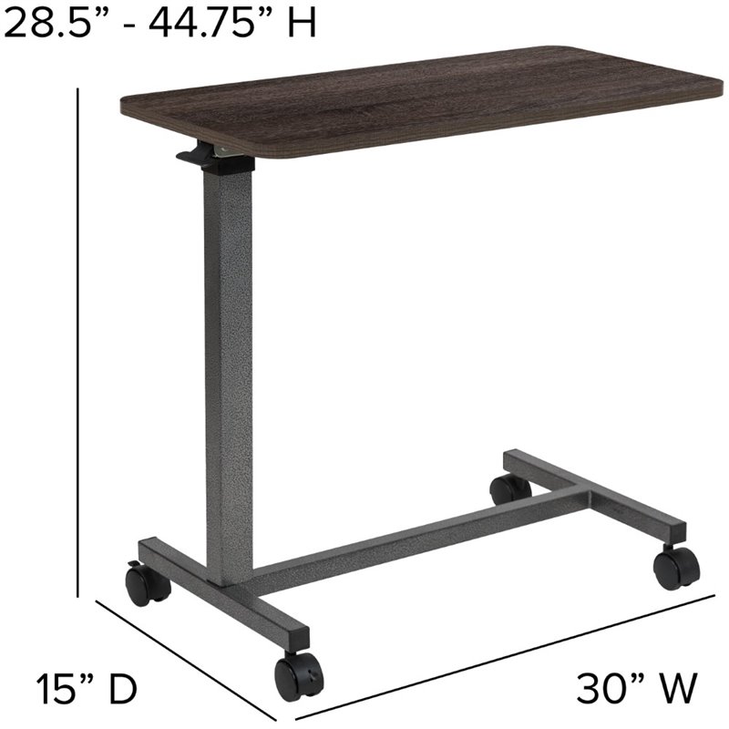 Flash Furniture Mobile Adjustable Bed Table In Oak