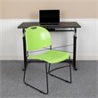 Flash Furniture Hercules Plastic Carry Handle Stacking Chair in Green and Black