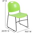 Flash Furniture Hercules Plastic Carry Handle Stacking Chair in Green and Black
