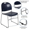 Flash Furniture Hercules Plastic Carry Handle Stacking Chair in Navy and Silver
