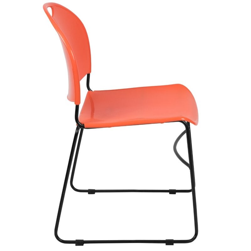 flash furniture hercules plastic carry handle stacking chair in orange and black