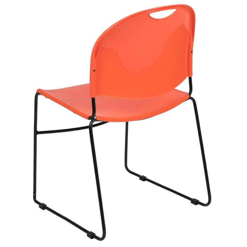 flash furniture hercules plastic carry handle stacking chair in orange and black