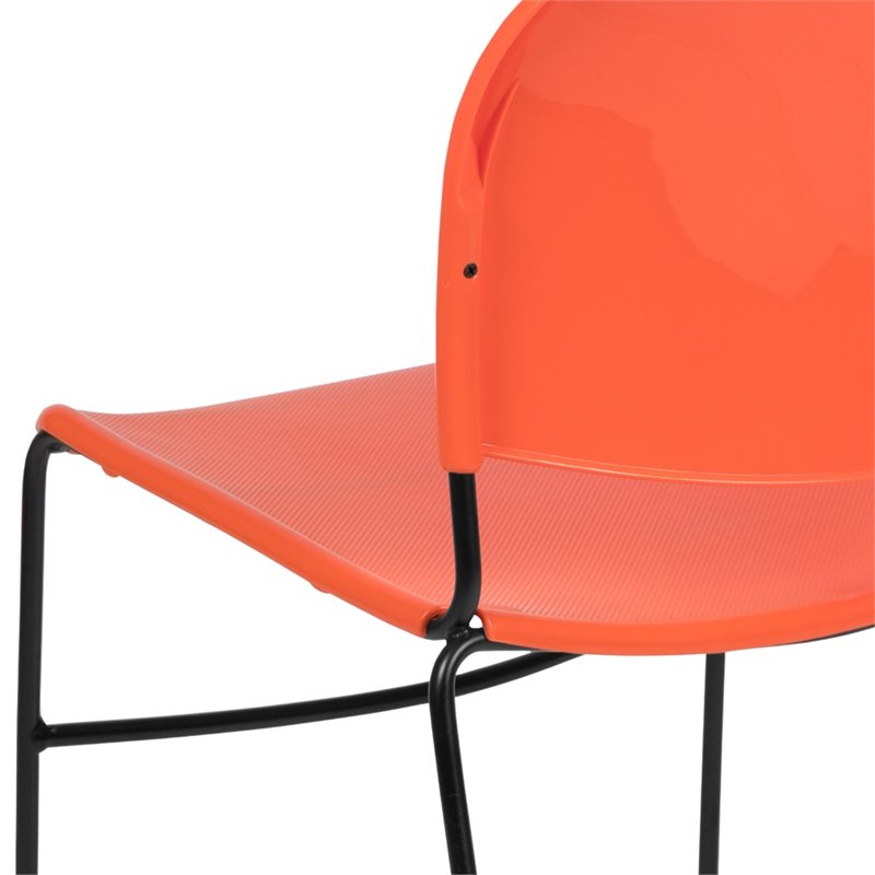 flash furniture hercules plastic carry handle stacking chair in orange and black