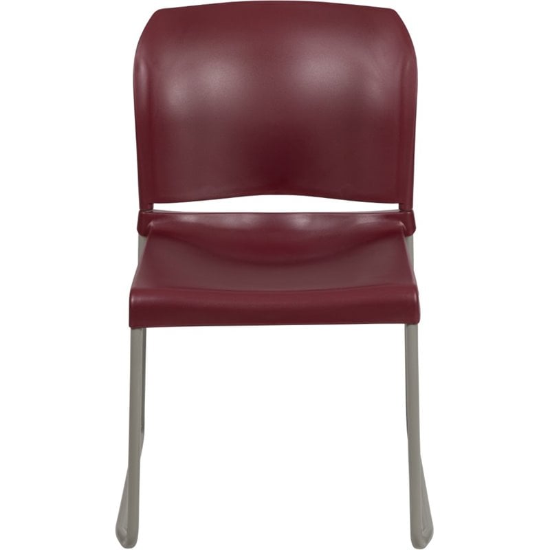 Flash Furniture Hercules Plastic Sled Base Stacking Chair in Burgundy